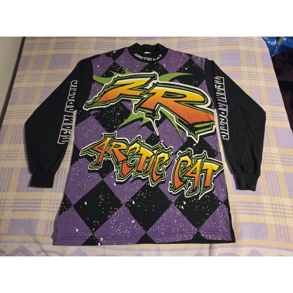 Vintage Arctic Cat Team Racing Long Sleeve AOP Jersey Shirt XXL 2XL Factory 90s